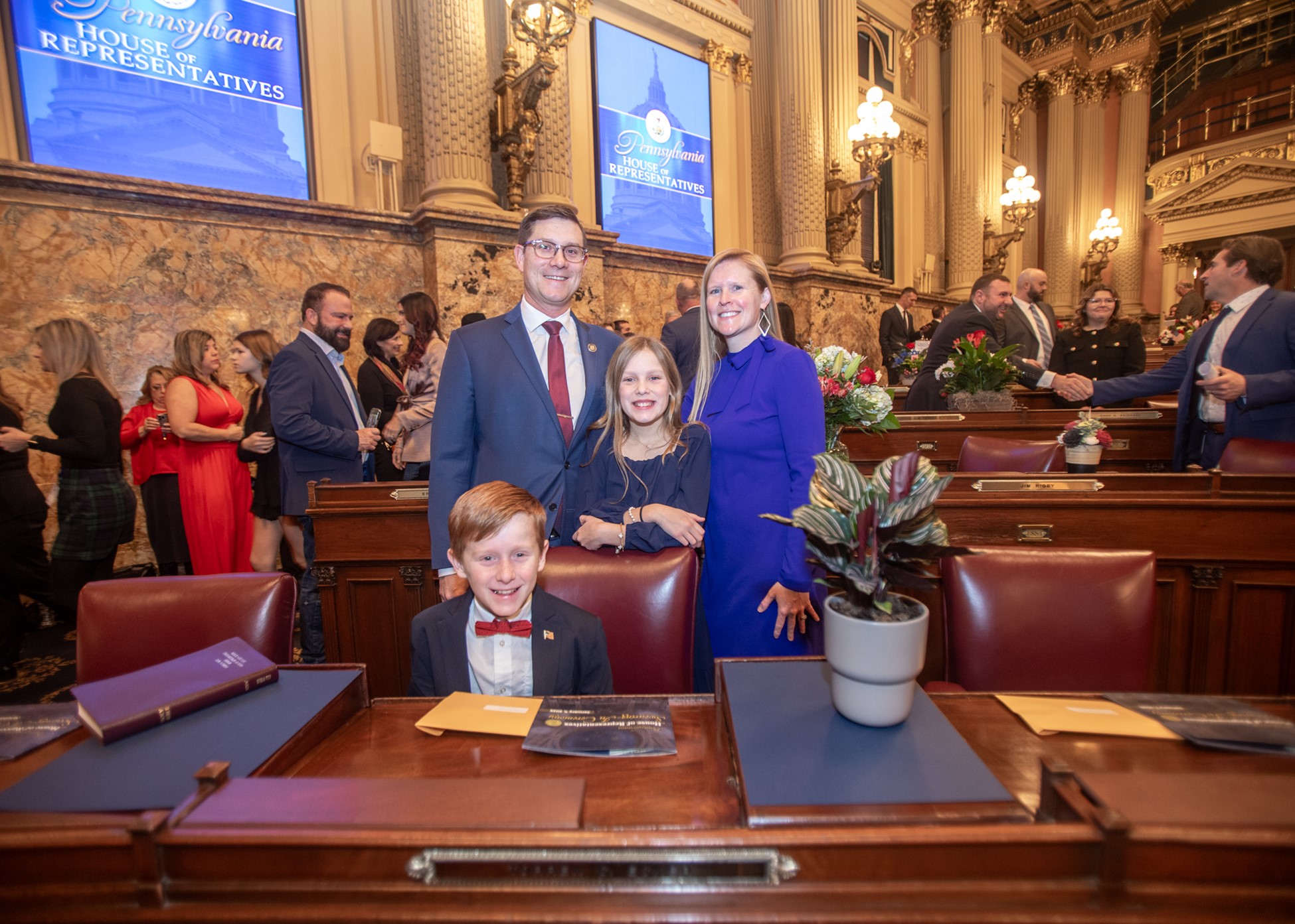 Rep. Torren Ecker (R-Adams/Cumberland) was joined by his family when he was sworn into office on Tuesday at the Capitol in Harrisburg. 